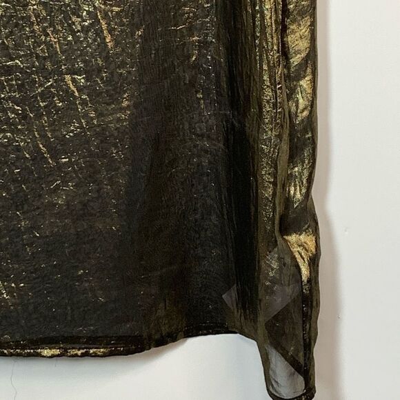 Michael Kors Sheer Gold Black Blouse Size Medium - Picture 2 of 9
